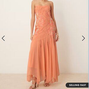 Asos Embroidered Strapless Dress